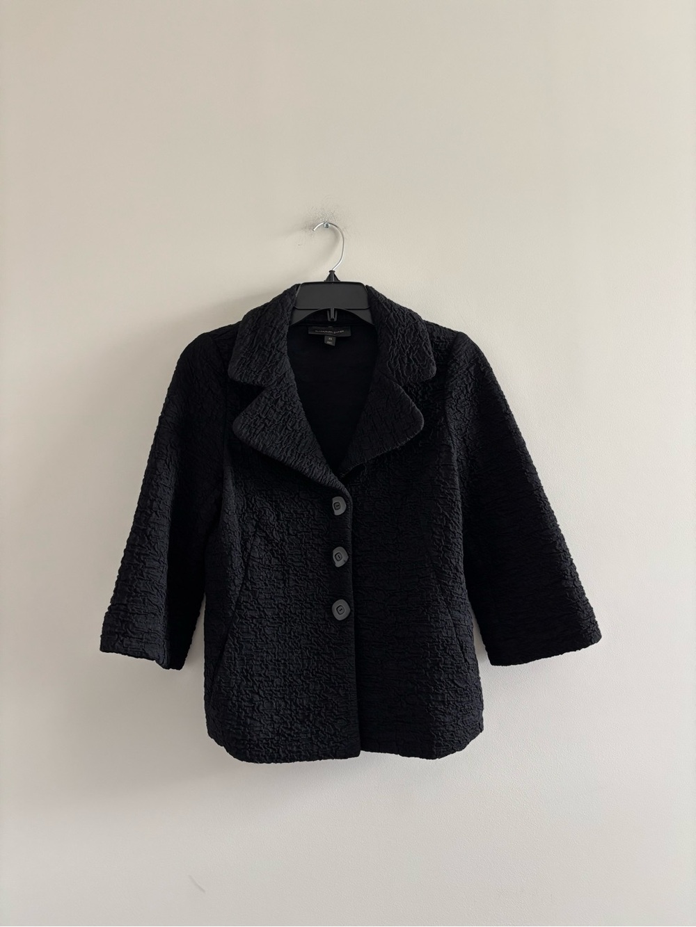 Vintage Classiques Entier Jacket Black Wool Cloque Textured Women XS Classic 90s